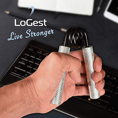 Logest Metal Hand Grip Strengthener 100LB-350LB No Slip Heavy-Duty Grip Strengthener with Gift Box, Great Wrist & Forearm Hand Exerciser, Home Gym, Hand Gripper Grip Strength Trainer - color: Silver - 150LB
