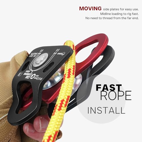 GM CLIMBING 40kN Micro Double Pulley Prusik Minding Ball Bearing UIAA CE for Progress Capture System Rigging Hauling Rescue Arborist Tree Climbing - color: One Unit