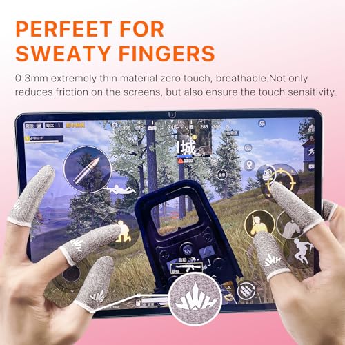 JWH Ultra-Thin Silver Fiber Gaming Finger Sleeves,Pink Thumb Sleeves Gaming Cots,10 Pack Gaming Finger Gloves for PUBG,with Storage Box,High Sensitivity,Anti-Slip,Fundas para Dedos Gamer - color: 10Pcs Pink + Storage box