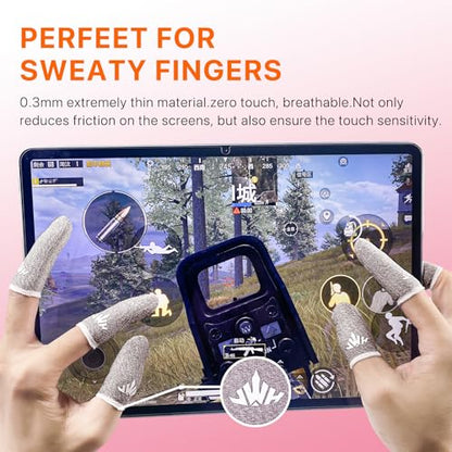 JWH Ultra-Thin Silver Fiber Gaming Finger Sleeves,Pink Thumb Sleeves Gaming Cots,10 Pack Gaming Finger Gloves for PUBG,with Storage Box,High Sensitivity,Anti-Slip,Fundas para Dedos Gamer - color: 10Pcs Pink + Storage box