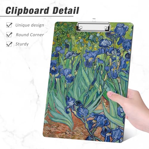 Rimilak Wood Clipboard, 8.5x11 Hardboard Clip Board, Blue Flower | Fun Design, Cute Custom Pattern, 9 x 12.5 in Letter Size for Classroom, Teachers, Kid, Woman, School & Office Supply - color: Blue Flower