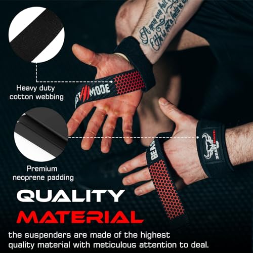 BEAST RAGE Lifting Wrist Straps for Weightlifting, Straps Gym Grip Power Workouts Lifting Straps Padded Neoprene & Premium Cotton Men Women, Deadlift Bodybuilding Exercise Lifting Straps - color: Gel
