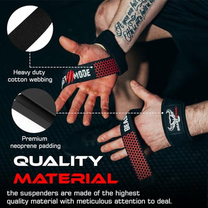 BEAST RAGE Lifting Wrist Straps for Weightlifting, Straps Gym Grip Power Workouts Lifting Straps Padded Neoprene & Premium Cotton Men Women, Deadlift Bodybuilding Exercise Lifting Straps - color: Gel