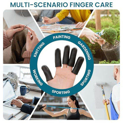 Povihome Finger Cots Protectors - Moisturizing Thumb and Finger Covers - Thickend Version - Elastic Cracked Silicone Finger Sleeves to Protect Cracked, Peel Finger and Other Finger Pain (Black, 20PCS) - color: Black, size: Medium (20PCS)
