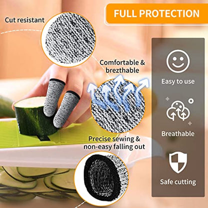 Jupswan 8 Pieces Finger Guards for Cutting Kitchen Tool Stainless Steel Finger Guard Finger Protector Avoid Hurting When Slicing and Dicing - color: 01-Silver