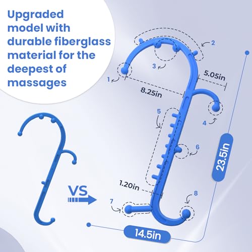 Ranarose Deep Tissue Back & Neck Massager - Back Massager Stick for Pain Relief, Muscle Knot Remover, Trigger Point Massage Tool for Full Body, Shoulders, Legs - Pressure Point Massage Tool (Blue) - color: Blue