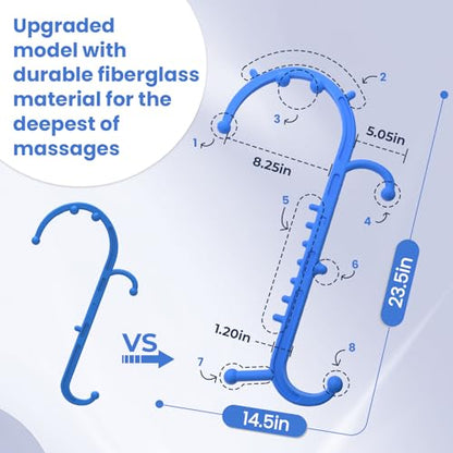 Ranarose Deep Tissue Back & Neck Massager - Back Massager Stick for Pain Relief, Muscle Knot Remover, Trigger Point Massage Tool for Full Body, Shoulders, Legs - Pressure Point Massage Tool (Blue) - color: Blue