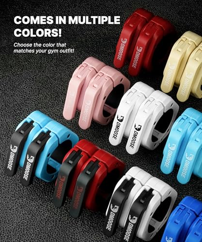 DMoose Fitness Barbell Clips 2 Inch (Pair) - Quick Release Olympic Barbell Clamps & Collars with Anti Slip TPR Grip for Secure Weightlifting and Powerlifting - Weight Clips for Bars at Home or Gym - color: Ranger Green, style: Non Magnetic