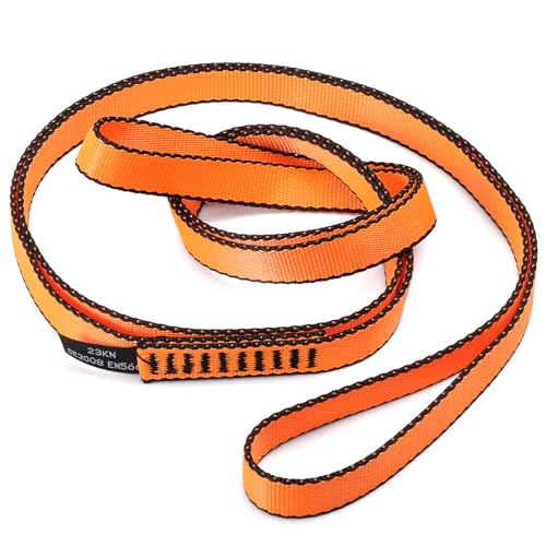 18MM Nylon Climbing Sling Runner 23KN CE2008/EN566 Strong Webbing Straps for Rock Climbing,Mountaineering, Rappelling, Swing, Yoga Hammock etc - color: Orange, size: 120cm/ 48inch |Single Unit