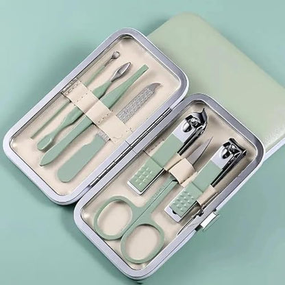 Fingernail-Clippers Handheld Sized Nail Clippers Set Tools, Manicure Set Professional Stainless Steel Travel Case 7 in 1 for Men Women (Blue) - color: Blue