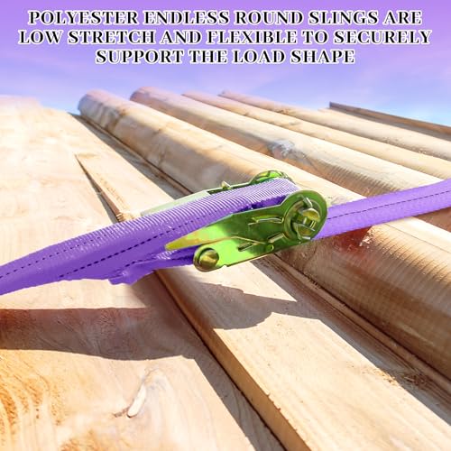 Fabbay 4 Pcs Heavy Duty Polyester Endless Loop Round Lift Slings Lifting Straps for Hoist Towing Moving Furniture Rigging Equipment (3.3 Feet,Purple) - color: Purple, size: 3.3 Feet