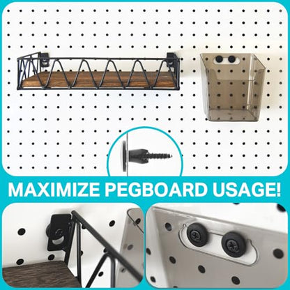 Pegboard Peg Hooks with Inserts Screws for Hanging Mounting (Large Size) | 1/4" Pegboard Accessories Organizers, Screw with Peg Board Locks Set, Hardware for Shelves, Bins, Racks Mounting / Hanging - size: Large