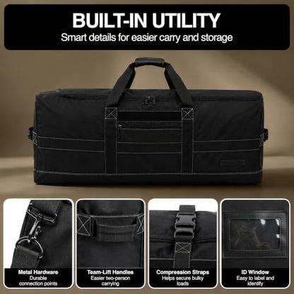 Tufformation 132L 36" Heavy Duty Extra Large Duffle | Upgrade Zipper with Durable and Water Resistant, Camping Bag, Travel Storage, Tent Storage, Sports Equipment Bag for Coaches
