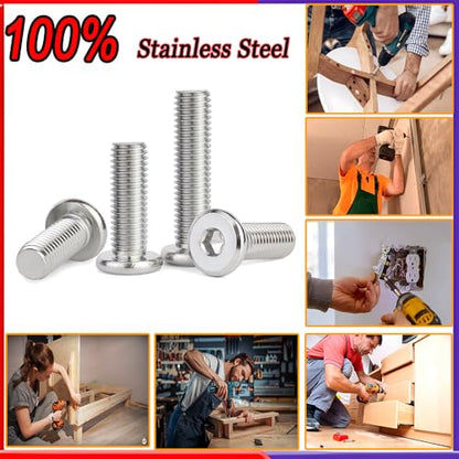 Metuja 1/4-20x1-1/4 Flat Head Hex Socket Cap Screws Bolts,304 Stainless Steel Fully Threaded Machine Screws with Hex Key (20PCS) Corrosion-Resistant for Furniture/Machinery - size: 1/4-20 x 1-1/4"