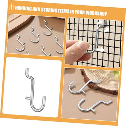 10pcs Heavy-Duty Stainless Steel Pegboard Hooks Hanging Board Rack Organizers for Garage Kitchen Workshop Storage Sleek Modern Design for Versatile Tool Display and Space Saving