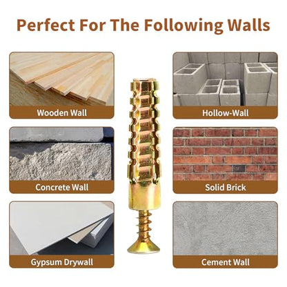 30 Packs Heavy Duty Hollow Wall Anchors with Screws, Loose Hinge and Stripped Hole Repair Kits (6x32mm) - size: M6*32
