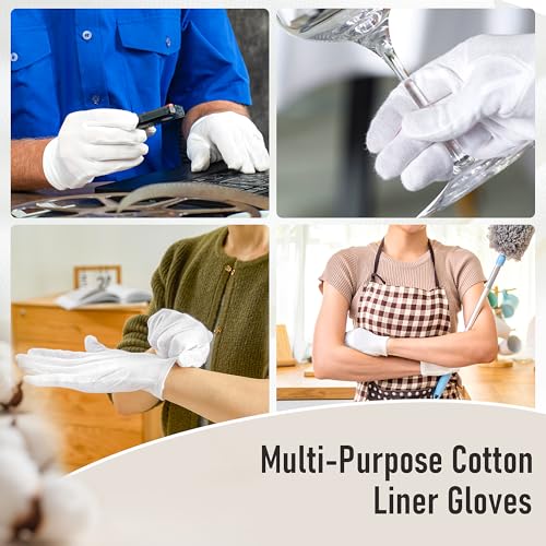 COOLJOB 6 Pairs Cotton Moisturizing Gloves for Dry Hands & Eczema, White S - color: White, size: Small
