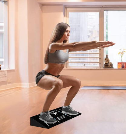 Slant Board for Weightlifting and Calf Stretching - Non-Slip Heel Elevated Squat Wedge Block - style: angle guidance