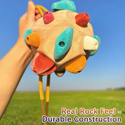 Handcrafted Boulder Block - Boulder Ball for Hand Climbing, 3D Rock Climbing Training Balls with Holds Build Strength and Precision Unique Rock Climb Gift