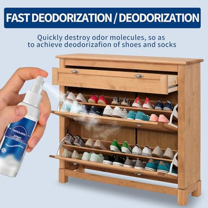 Shoe Deodorizer Spray, Foot & Shoe Deodorizer Spray, 2 fl.oz Instant Odor Eliminator for Smelly Shoes, Feet and Sock - Keeps Feet and Shoes Long-Lasting Freshness, Shoe Odor Eliminator for Footwear