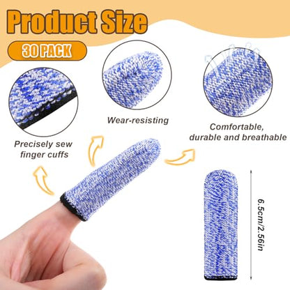 Finger Covers for Cuts, 30 Pcs Reusable Non Slip Finger Cots Breathable Finger Tips Protector Thumb Guard for Kitchen Garden Work Sculpture