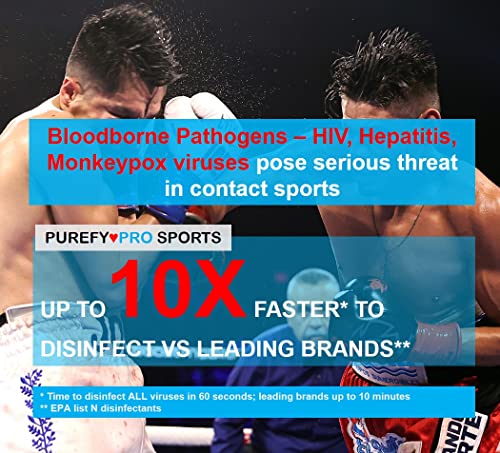 Purefypro Sports Equipment Disinfectant Spray - (4oz, 2pk) Kills 99.9999% MRSA, HIV, Athlete Foot Fungus, Virus and Fungi. No Rinse, No Residue. Sports Pads, Yoga Mats, Shoes, Boxing Gloves Euipment - size: 4 Fl Oz (Pack of 2)
