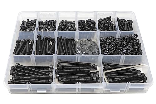 iexcell 720 Pcs M4 x 6/8/10/12/16/20/25/30/35/40/45/50 Alloy Steel 12.9 Grade Hex Socket Head Cap Screws Bolts Washers Assortment Kit, Black Oxide Finish - size: M4 x 6/8/10/12/16/20/25/30/35/40/45/50mm