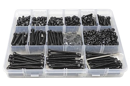 iexcell 720 Pcs M4 x 6/8/10/12/16/20/25/30/35/40/45/50 Alloy Steel 12.9 Grade Hex Socket Head Cap Screws Bolts Washers Assortment Kit, Black Oxide Finish - size: M4 x 6/8/10/12/16/20/25/30/35/40/45/50mm