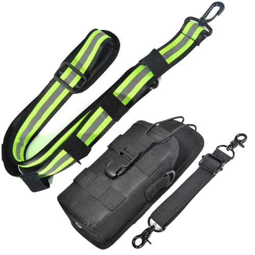 HYS Walkie Talkie Holster with Reflective Shoulder Strap w/Padded Non-Slip | Molle Radio Pouch-Anti-Sway, for Motorola APX6000 APX8000 APX Series President Cobra Uniden Handheld CB Radio - color: Green