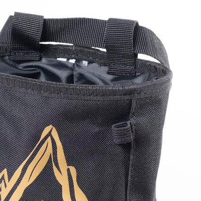 Chalk Bag for Rock Climbing – Chalk Pouch with Zippered Pocket, Brush Holder, Fleece Lining & Drawstring Closure – Limited Edition Black Bag