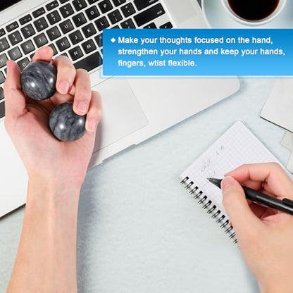 Learay 2Pcs Baoding Balls, Boading Balls for Hand Therapy, Gray, 1.57 inch | Chinese Health Exercise Massage Balls with Carry Pouch for Stress Relief Meditation Ball - color: Gray/1.57 Inch
