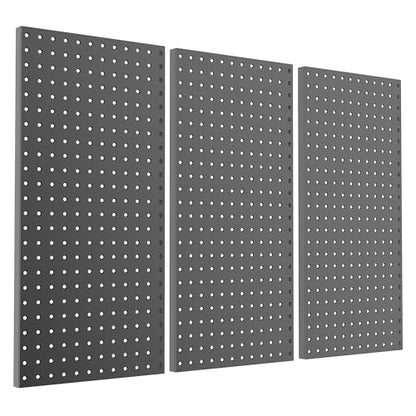 Pegboard Smith Metal Pegboard Panels 12" x 24", 3 Pack Black Wall Mounted Tool Organizer Boards, Heavy Duty Tool Storage Peg Board for Garage, Workbench, Office, Fits 1/4" Peg Hooks - style: 3 Pack Black Panels