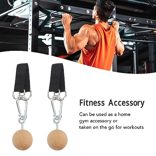 Wooden Pull Up Ball Arm Strength Trainer, Pull Up Ball for Rock Climbing Holds & Grip Training, 2.4kg Beech Wood Balls with Stainless Steel Fasteners and Nylon Webbing for Home Gym