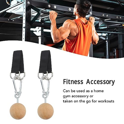 VINGVO Pull Up Ball, Wooden Rock Climbing Holds Training Set for Arm Strength Trainer with Neutral Grip Handle, Ideal for Home Gym Workout & Travel Exercise