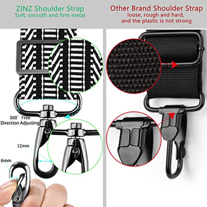 Shoulder Strap 78" Universal Handbag Strap with Ultra-thick Fixed Padded and Dual Balanced Adjustable Buckles Shoulder Crossbody Strap for Briefcase Messenger Bag Laptop bag Luggage，BK&White Jacquard - color: Black&white Jacquard