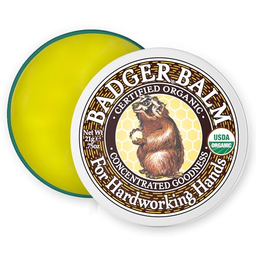 Badger Healing Balm, Hard Working Hands Cream, Organic Hand Cream for Dry Cracked Hands, Long Lasting Hand Moisturizer/Dry Hands Treatment, .75 oz Tin - size: 0.75 Ounce (Pack of 1)