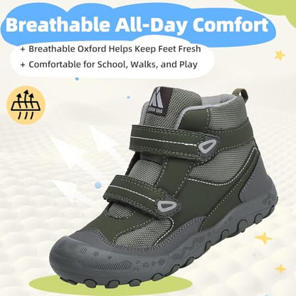 Mishansha Kids Water Resistant Hiking Boots, Boys Girls Anti Collision Anti-Skid Athletic Outdoor Adventure Trekking Shoes - color: Army Green/Gray, size: 7.5 Toddler
