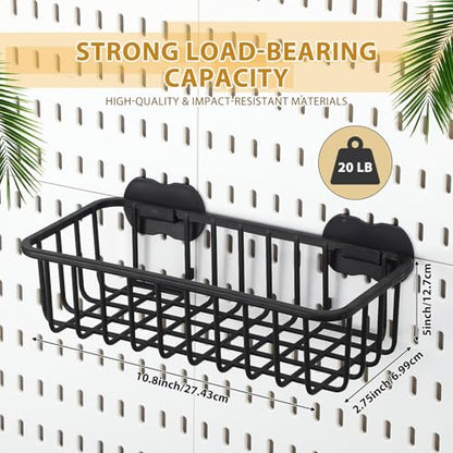 Maxdot 4 Pcs Pegboard Baskets with Hook, Compatible with IKEA Skadis Peg Board, Wall Bins and Baskets Storage Box Containers Accessories for Home Garage Office, 11 x 5 x 3 Inches(Black) - color: Black