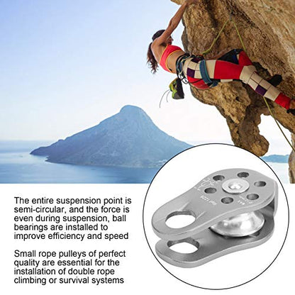 20KN Outdoor Climbing Pulley, Aluminum Side Swing Pulley, Climbing Pulley for Climbing Aloft Work Rappelling Rescue - size: Gray