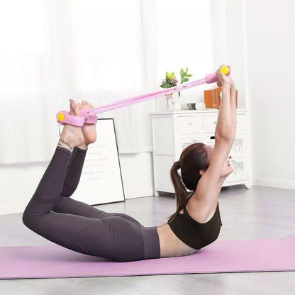 21 Fitness Resistance Bands Set with 4 Tube Pedal Ankle Puller - Multifunction Tension Rope for Abdomen Waist Arm Leg Stretching, Sit-Up Assistance Elastic Strength Bands with Handles - color: Pink
