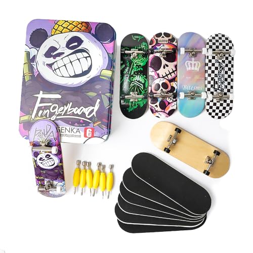 6PCS Pro 32mm Fingerboard Wooden Board Professional Mini Finger Skateboard Set of 6 - color: 6pcs