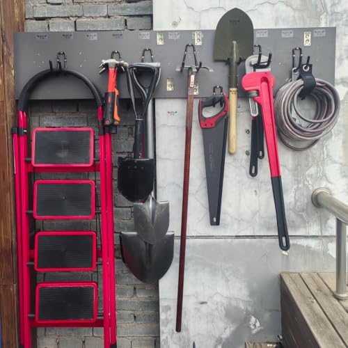 3-H Super Heavy Duty Garage Wall Hooks 18 Pack, One-Piece Construction Garage Wall Hooks, Garage Hanger & Organizer Wall Mount for Ladders, Bikes, Chairs, WeedEaters, Shovels, Garden Tools (Black) | Upgraded Patented One-Piece Stamped Garage Storage Hooks