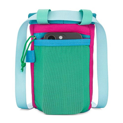 Oso Supply Co - Classic Chalk Bag for Rock Climbing, Bouldering Chalk Bag Bucket with Quick-Clip Belt, Zippered Pockets and Pouch - Perfect Indoor/Outdoor Rock Climbing Gear Equipment - color: Magenta & Teal