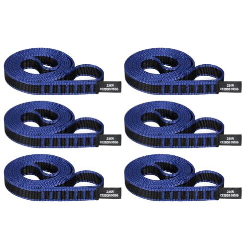 18mm Nylon Climbing Sling Runner 23KN CE2008/EN566 Certified - Webbing Straps for Outdoor Rock Climbing, Rappelling, Swing, Yoga Hammock etc - color: Light blue, size: 90cm/ 36inch |Pack of 6