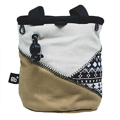 8BPLUS PROBAG - Chalk Bag for Climbing & Bouldering - Belt, Carabiner and Giftbox Included - Wide Opening - Brush Holders for Left & Right Handers - style: SAND