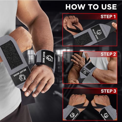 TECEUM Elastic Cotton Weightlifting Wrist Wraps with Thumb Loops, 1 Pair - color: Gray, style: 12" – Queen of Lifts