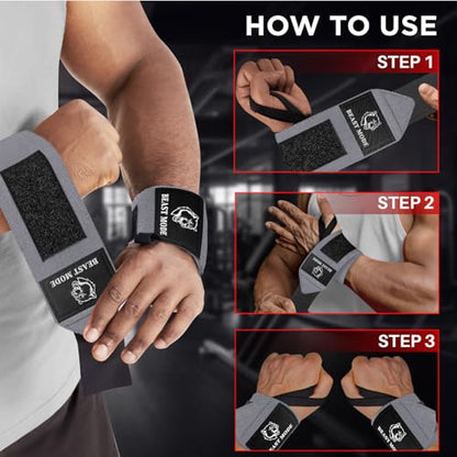 TECEUM Elastic Cotton Weightlifting Wrist Wraps with Thumb Loops, 1 Pair - color: Gray, style: 18" – Arms on Fire