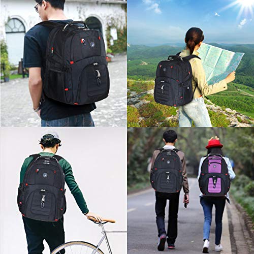 SHRRADOO Extra Large 50L Travel Laptop Backpack with combination lock,High School College Backpack Airline Approved Business Work Bag Fit 17 Inch Laptops for Men Women,Black - color: Black