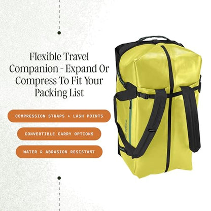 Eagle Creek Migrate 90L Duffel Bag – Lightweight, Durable Travel Duffel – Weather-Resistant Fabric – Comfortable Shoulder Straps – Electric Yellow - color: Yellow