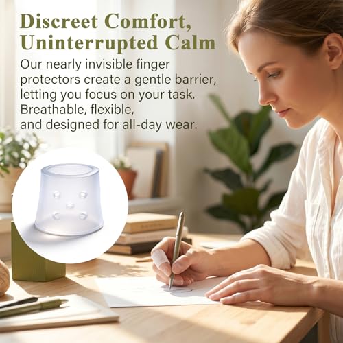 12pcs Finger Covers for Skin Picking, Reusable Breathable Silicone Protection Anti Nail Biting Gloves, Finger Protection Sleeves for Anti-Scratch, Cracked Hands - Clear
